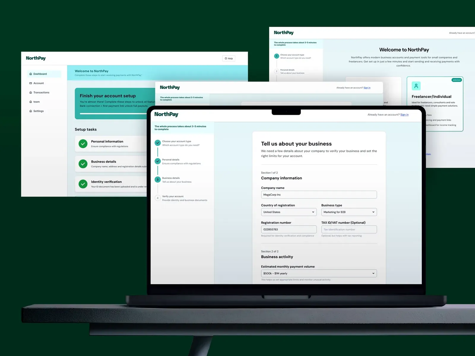 NorthPay dashboard on laptop and tablet