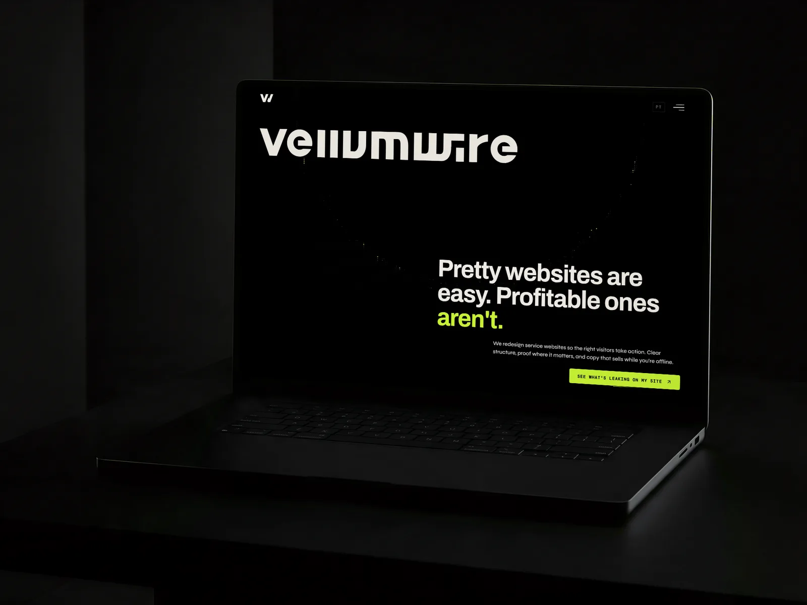 Vellumwire website on a laptop