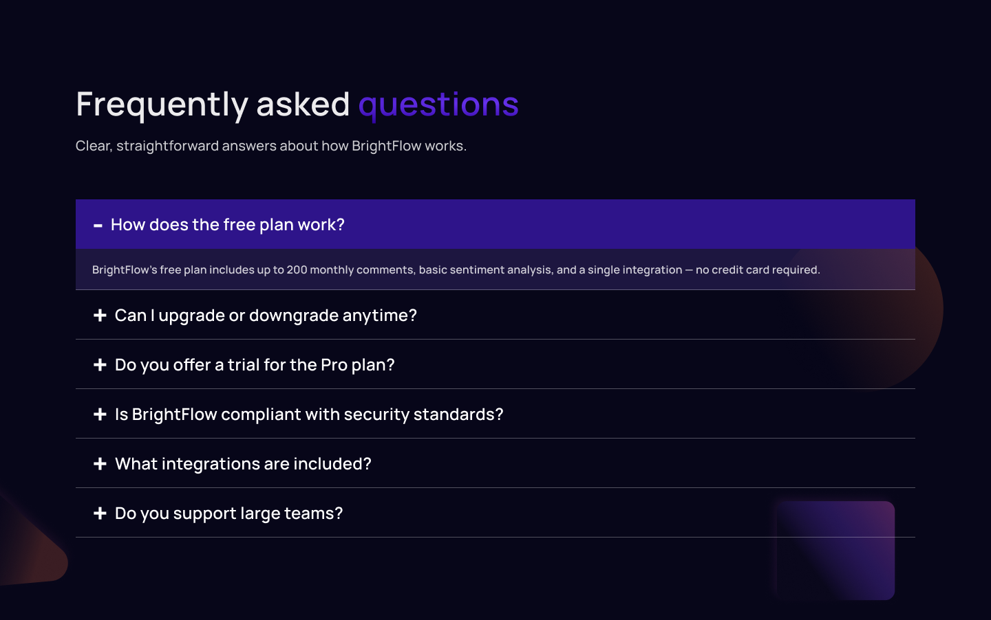 FAQ section