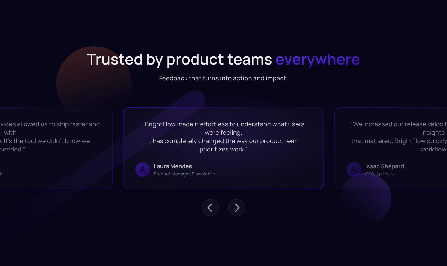 Testimonials section