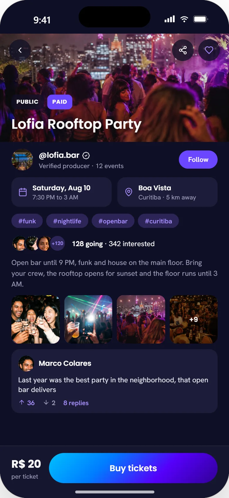 Event page, dark theme, same layout