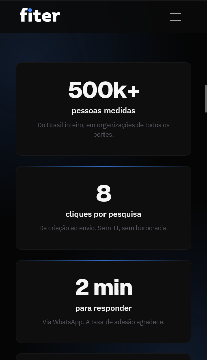 Fiter homepage on mobile — trust signals and solutions