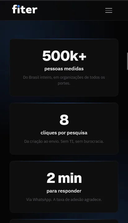 Fiter homepage on mobile: trust signals and solutions