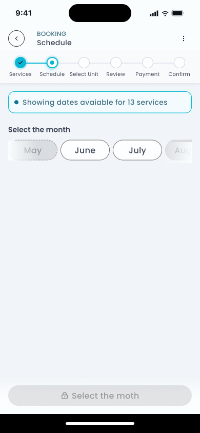 Month picker, step 1 of 3