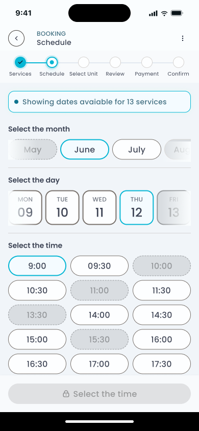 Time picker with confirmed slots only