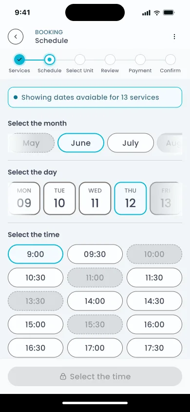 Time picker with confirmed slots only