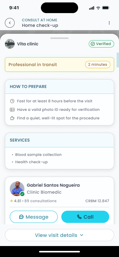 Credentials expanded, full professional card with license details