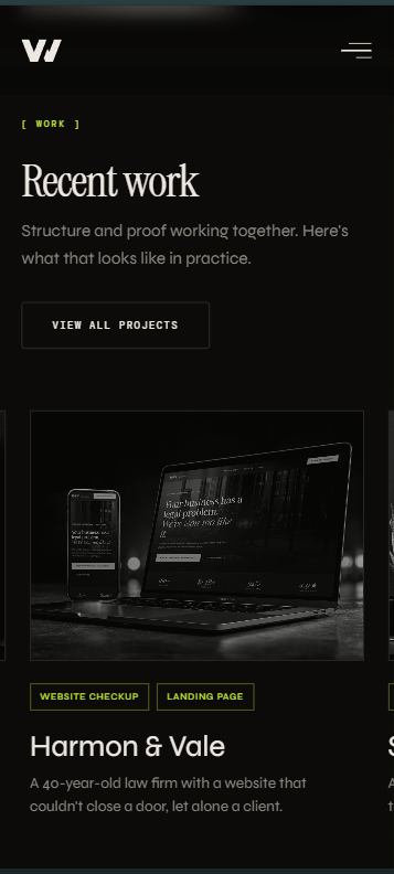 Vellumwire recent work section on mobile