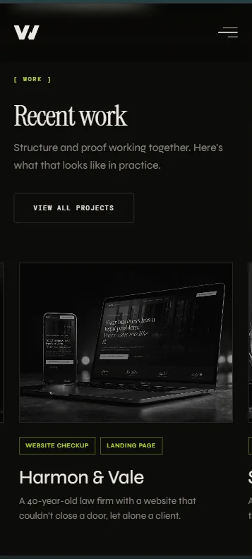 Vellumwire recent work section on mobile